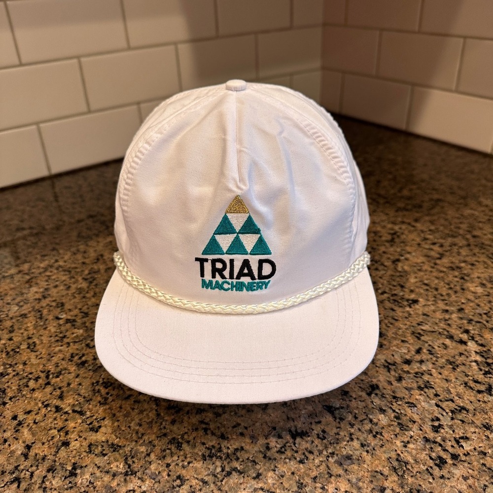 Vtg TRIAD MACHINERY Link-Belt Sportcap White Rope Hat Strap Back